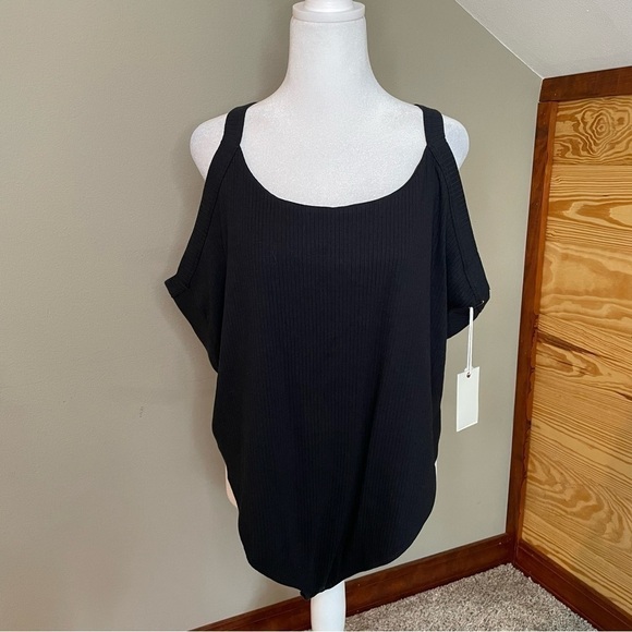 Good American Ribbed Scoop Back Sleeveless Thong Bodysuit in Black 4X NWT - Picture 2 of 11